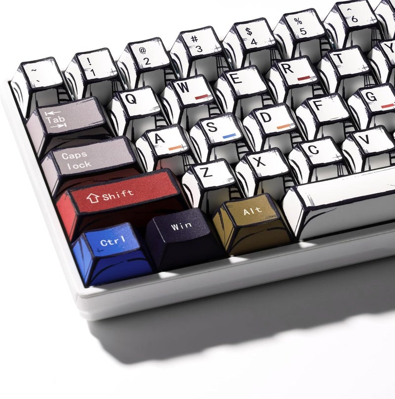GMKWTL أغطية مفاتيح XVX ريترو PBT، مجموعة أغطية مفاتيح بروفايل شيري، أغطية مفاتيح جرافيتي بتقنية صبغ الصبغة مناسبة لمفاتيح MX الميكانيكية 60% 65% 75% 80% 100% - Image 1